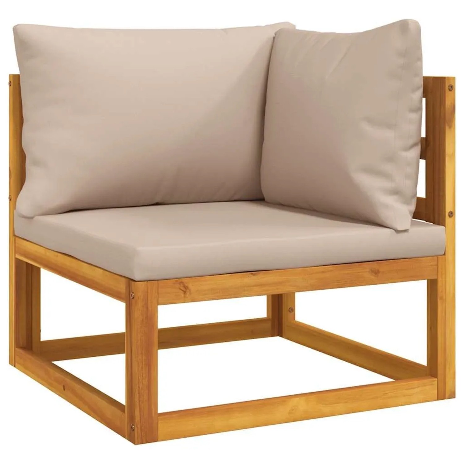 vidaXL Modular-Ecksofa mit Taupe Kissen Massivholz Akazie 360004