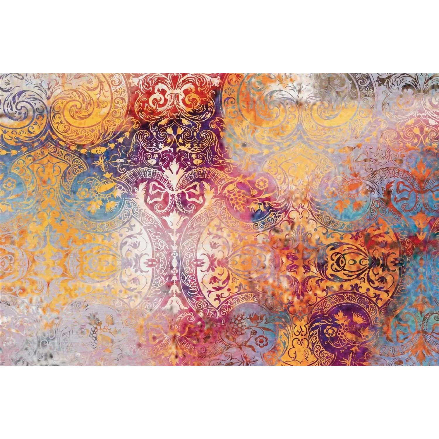 MeGusta Flachflor Teppich im Vintage Patchwork Design mit bunten Ornamenten, 80x150 cm.