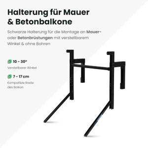 SUNSHARE Balkonkraftwerk Halterung für Betonbalkon, schwarz.