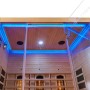 Innenansicht der Artsauna Infrarotkabine Kiruna160 mit LED-Beleuchtung.