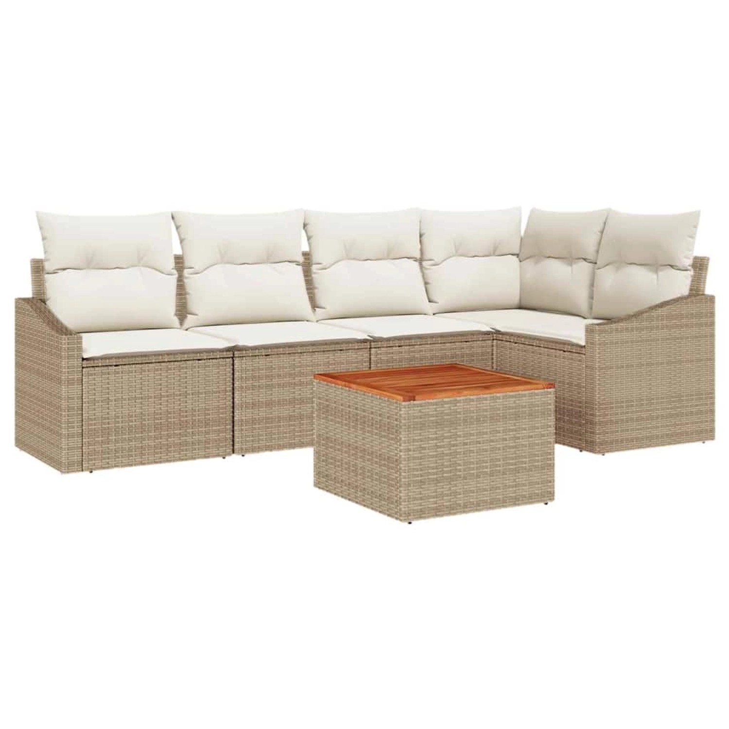 vidaXL Garten-Sofa-Set mit Kissen 6-Tlg Beige Poly Rattan 3347834 günstig online kaufen