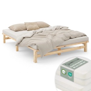 Homestyle4u Holzbett Jugendbett Palettenbett 160x200 mit Matratze Natur Futonbett 3237