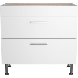 Weißer Optifit Küchenunterschrank Bengt932 mit 2 Auszügen, 90x87x58,4 cm.