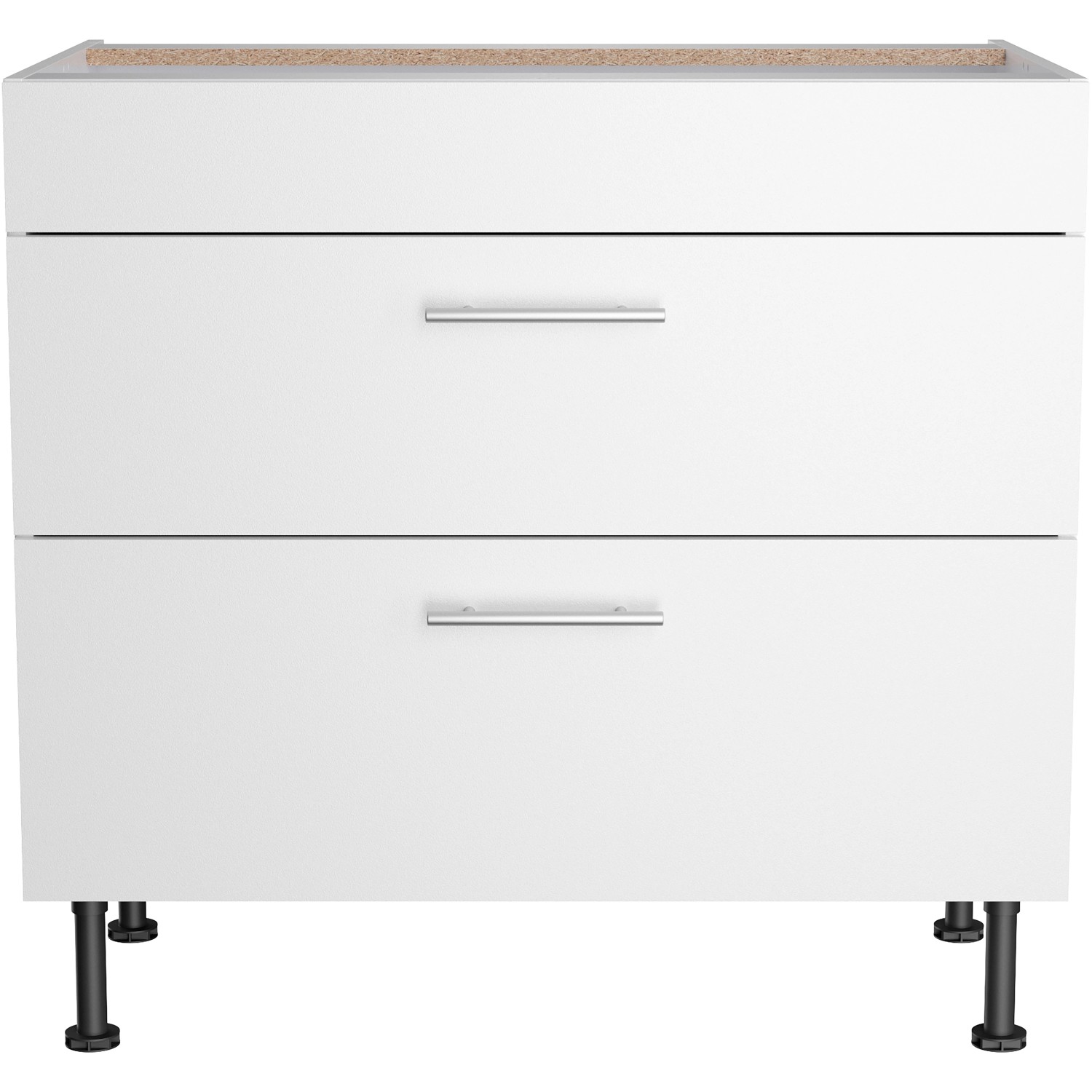 Weißer Optifit Küchenunterschrank Bengt932 mit 2 Auszügen, 90x87x58,4 cm.