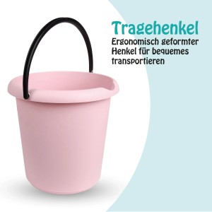 Rosa ProHome Eimer, 5 Liter, mit Kunststoffbügel, 3er Pack für Reinigung und Haushalt.