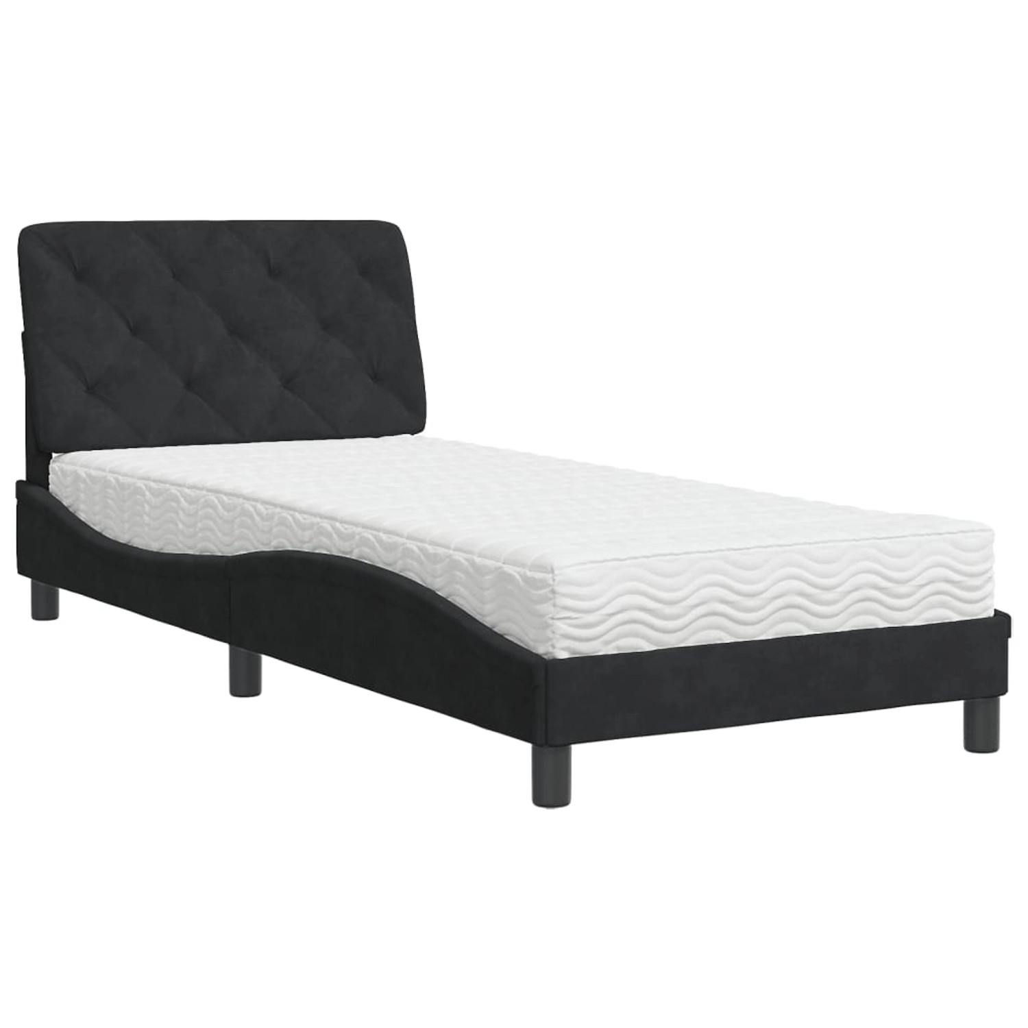 vidaXL Bett mit Matratze Schwarz 80x200 cm Samt 3208624