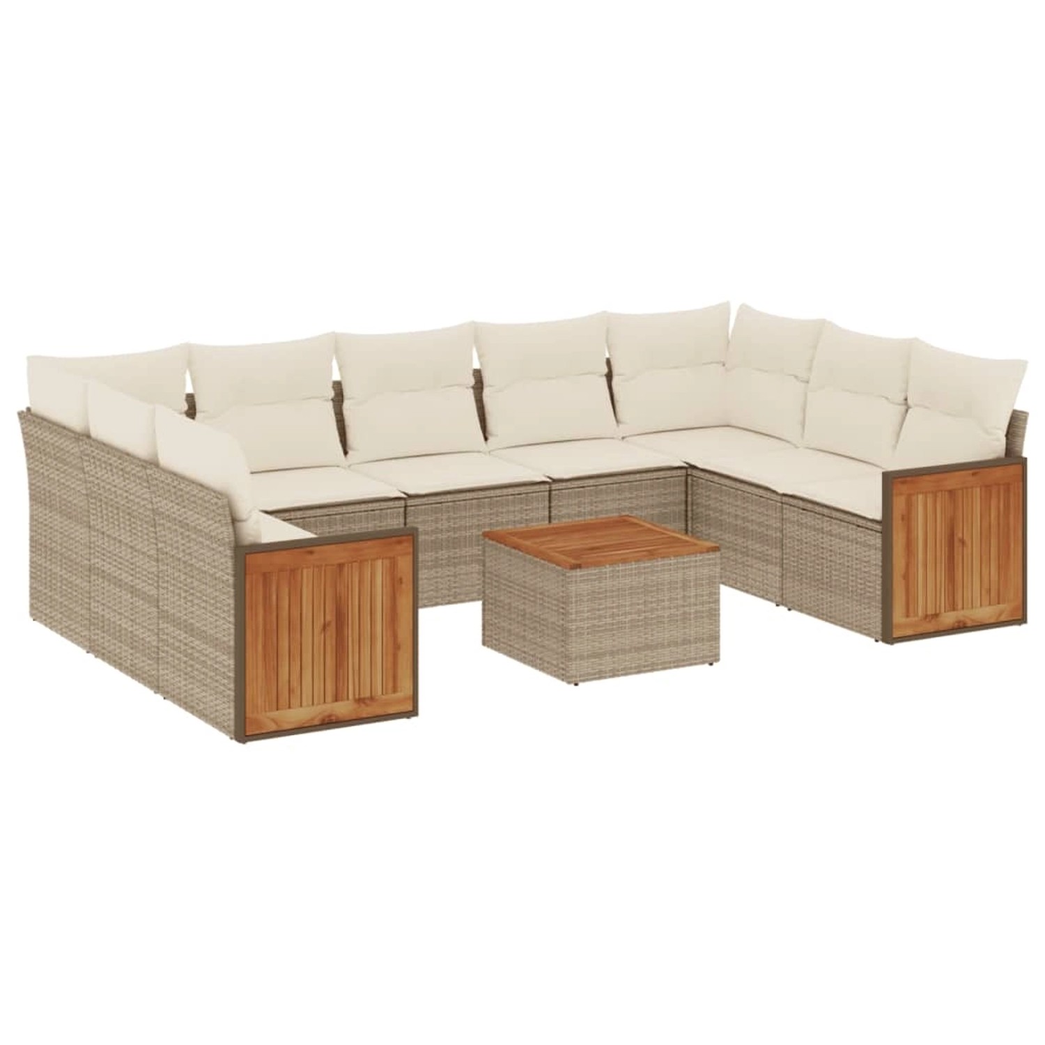 vidaXL 10-Tlg Garten-Sofagarnitur mit Kissen Beige Poly Rattan 3227962 günstig online kaufen