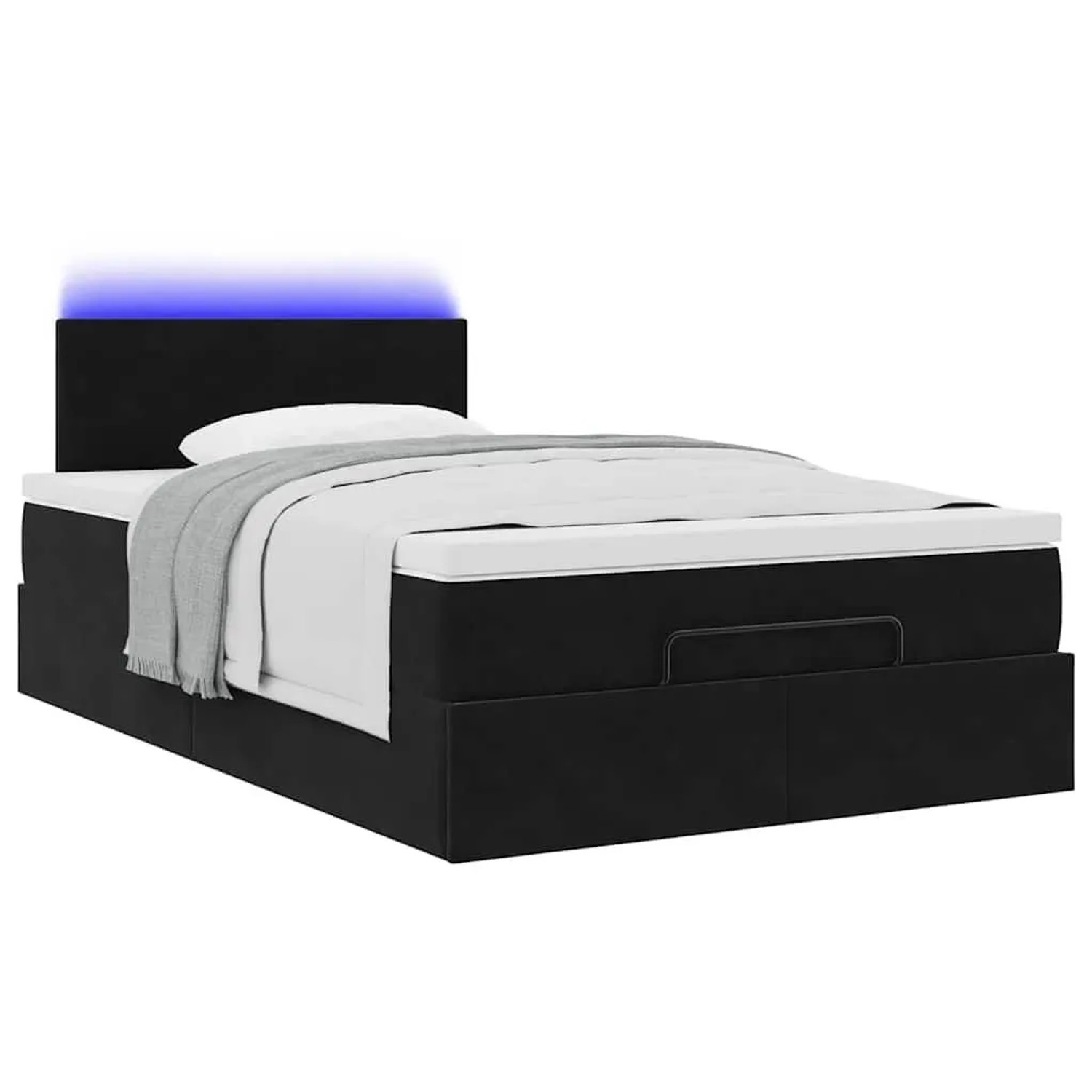 vidaXL Ottoman-Bett mit Matratze und LEDs Schwarz 120x200 cm Samt 3312544