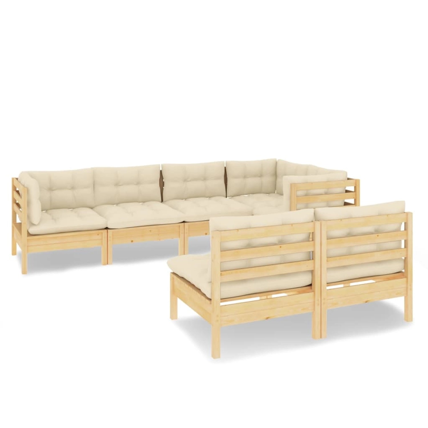 vidaXL 7-tlg Garten-Lounge-Set mit Creme Kissen Massivholz Kiefer Modell 6 günstig online kaufen