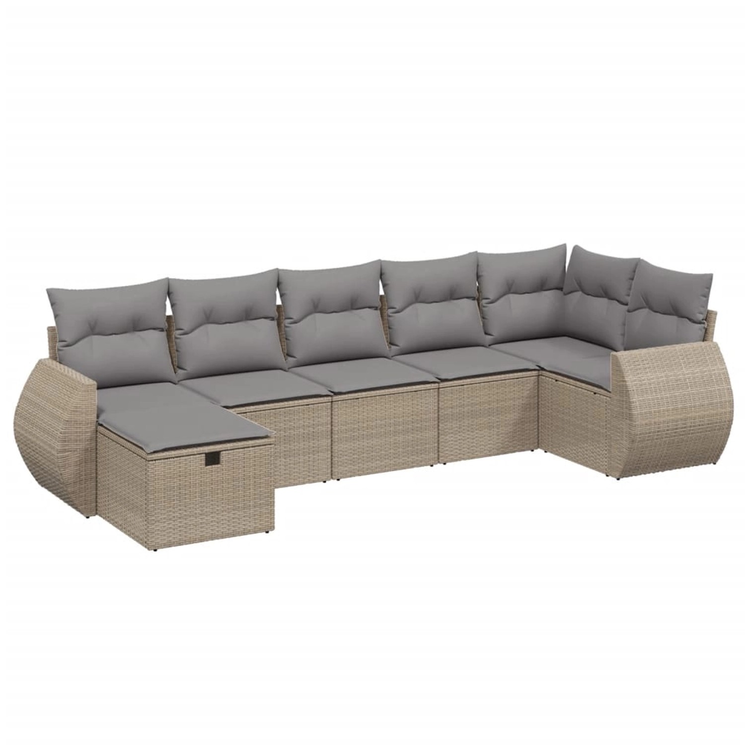 vidaXL 7-Tlg Garten-Sofagarnitur mit Kissen Beige Poly Rattan 3264125 günstig online kaufen