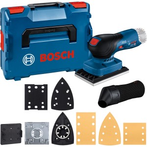 Bosch Professional Akku Schwingschleifer GSS 12V-13 im Set mit Zubehör und Transportkoffer.