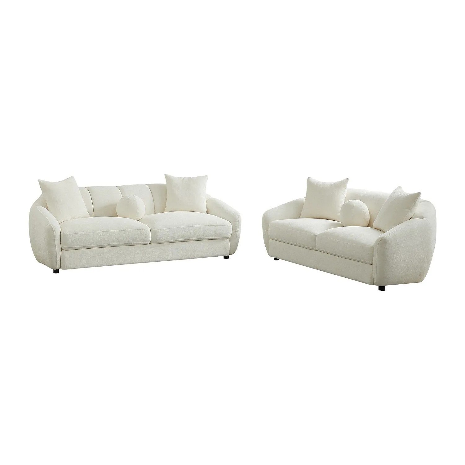 Vente-unique Couchgarnitur Elfenbeinfarben 182 cm  216 cm