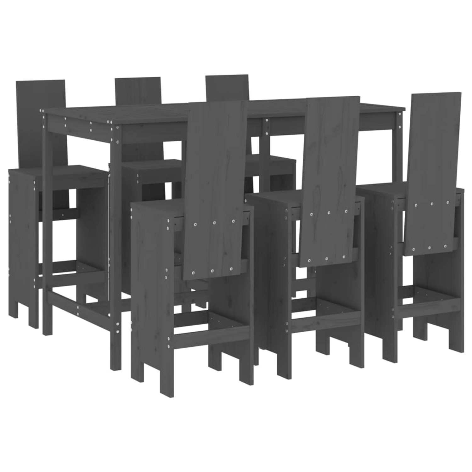 vidaXL 7-tlg Gartenbar-Set Grau Massivholz Kiefer Modell 2 günstig online kaufen