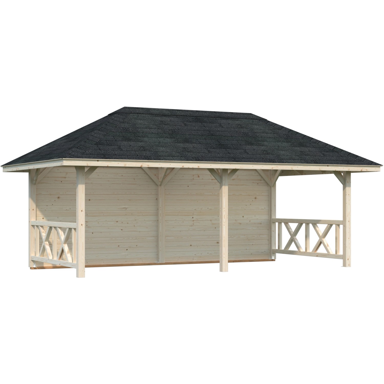 Palmako Holz-Pavillon Bianca 16,6 m² Set 2 Natur / Unbehandelt