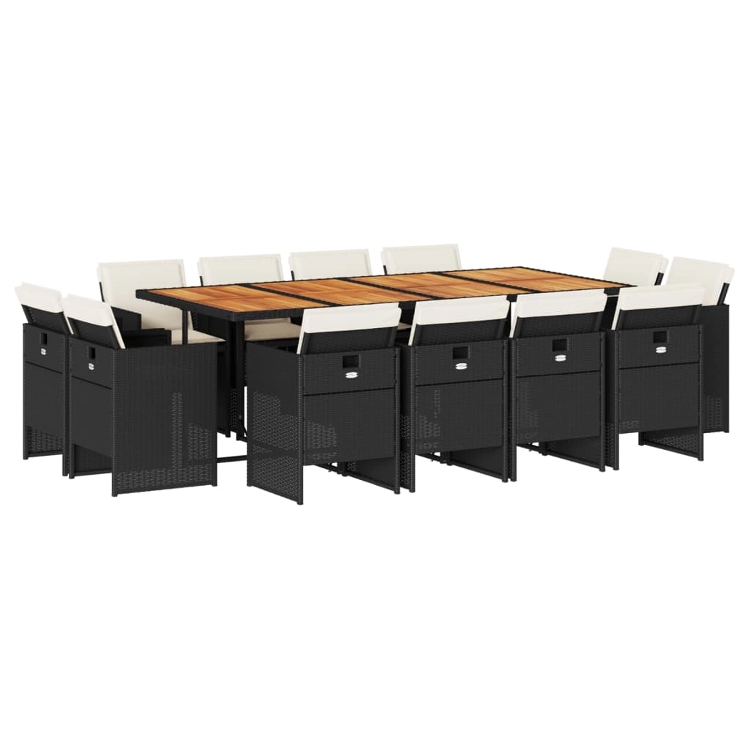 vidaXL 13-Tlg Garten-Essgruppe mit Kissen Schwarz Poly Rattan 3210687 günstig online kaufen