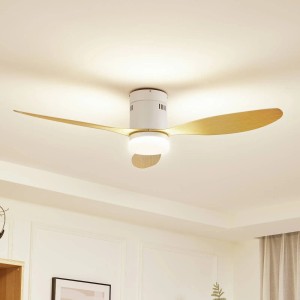 Lucande LED Deckenventilator mit Lampe Kayu 10022105 Leselampe Modern in Weiß 1-flammig Wohnzimmerleuchte