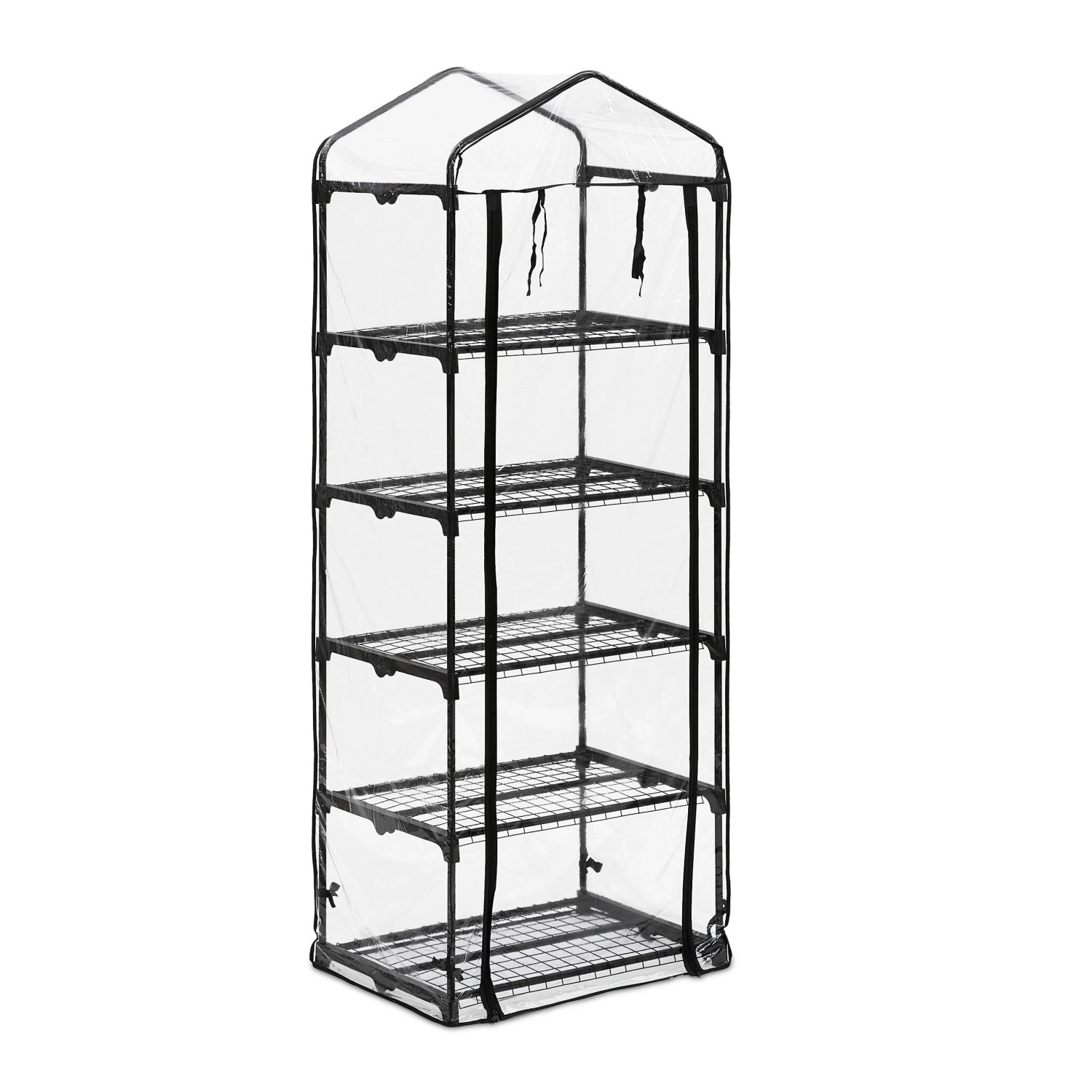 Relaxdays Balkongewächshaus Eisen Kunststoff Schwarz Transparent 5 Ebenen 192 cm x 69 cm x 50 cm 4,9 kg