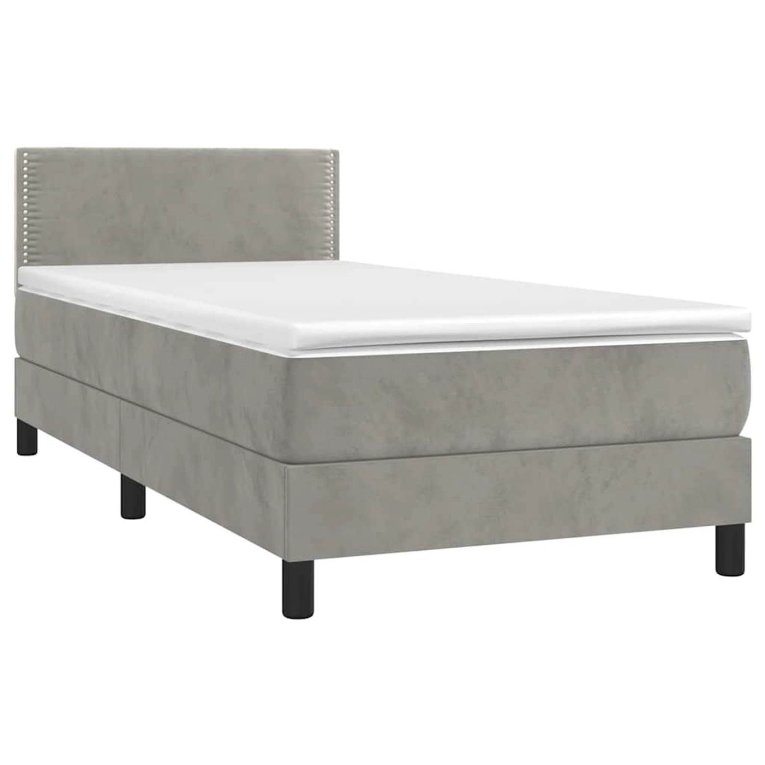vidaXL Boxspringbett mit Matratze & LED Hellgrau 90x190 cm Samt 3134315 günstig online kaufen