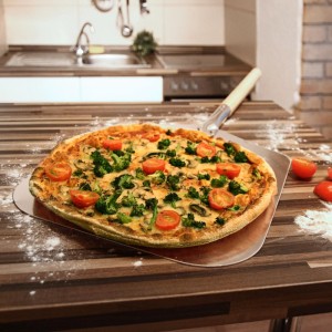 Relaxdays Pizzaschaufel Aluminium mit Holzgriff 79 cm x 30,5 cm x 3 cm 0,6 kg