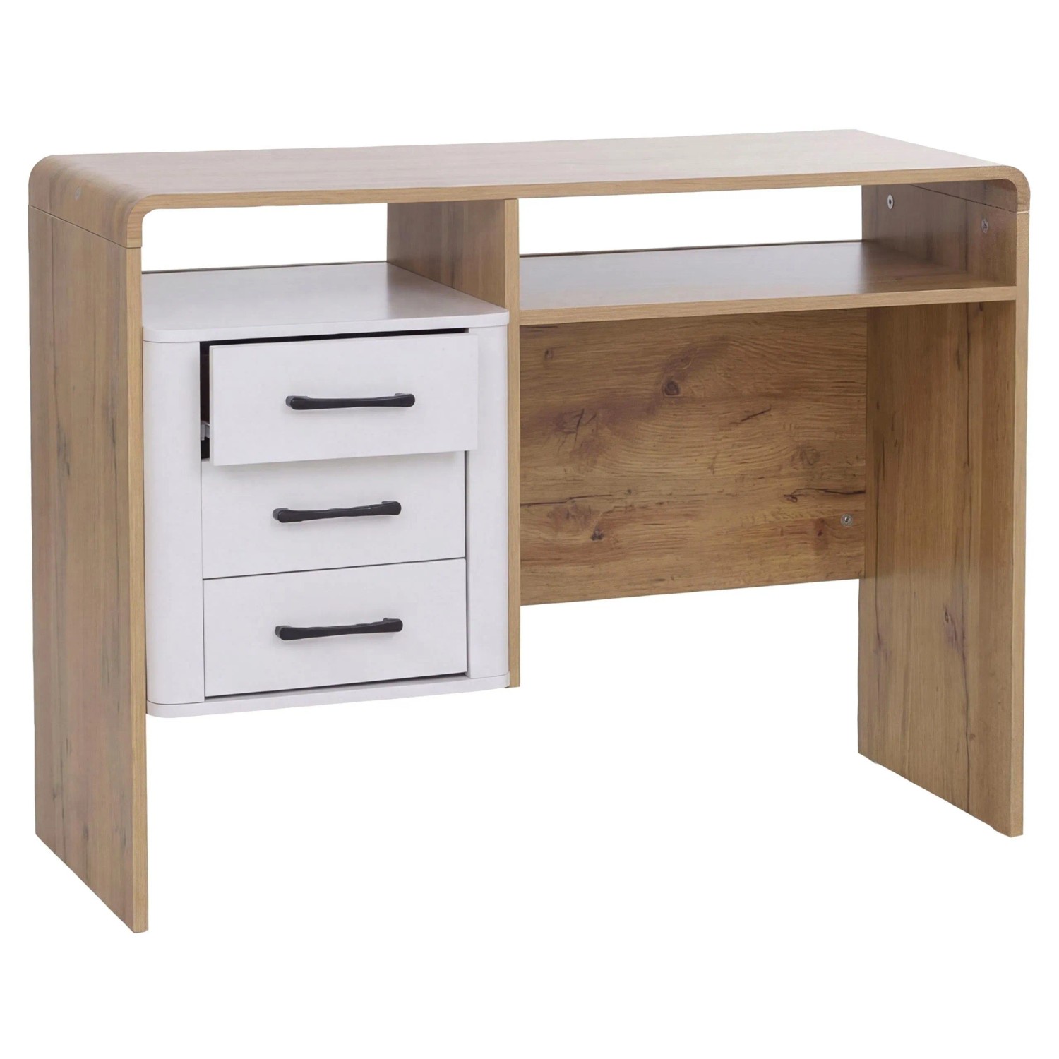 MCW Schreibtisch P43 3 Schubladen MDF 75x100x40cm Wotan-Eiche-Optik Weiß