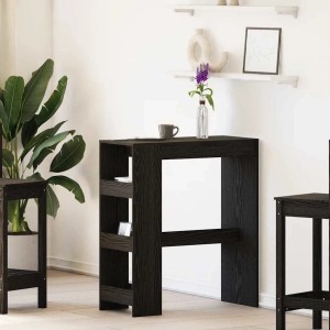 vidaXL Bartisch mit Regal in Schwarz Eichen-Optik, 90x40x103,5 cm. Stehtisch mit Ablagen für Küche oder Wohnzimmer.