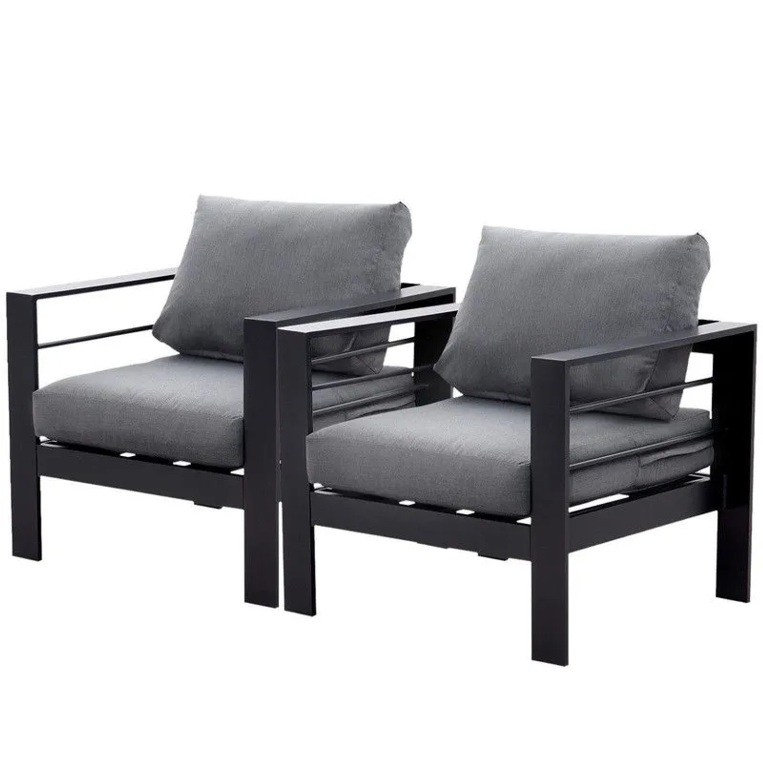 MeXo Gartensessel Outdoor 2 Sitzer Loungesessel Wetterfest Schwarz