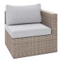 Balkonmöbel Sessel Olea Mini, Polyrattan hellgrau mit grauen Auflagen.