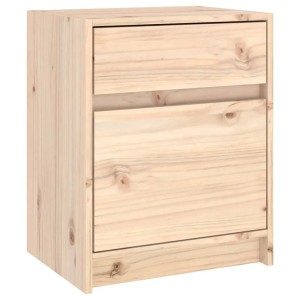 Zwei helle Kiefer Massivholz Nachttische (40x31x50 cm) von vidaXL.
