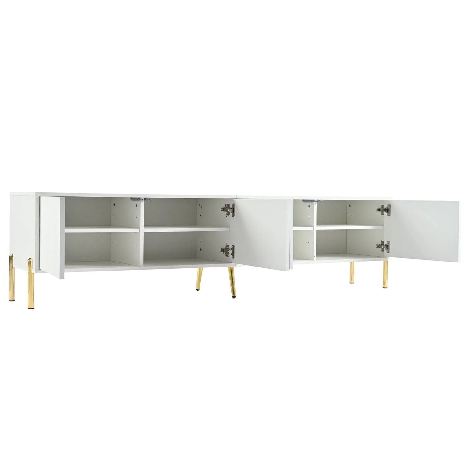 okwish TV Schrank mit Goldfüßen für Wohnzimmer 190x38x48cm Weiß