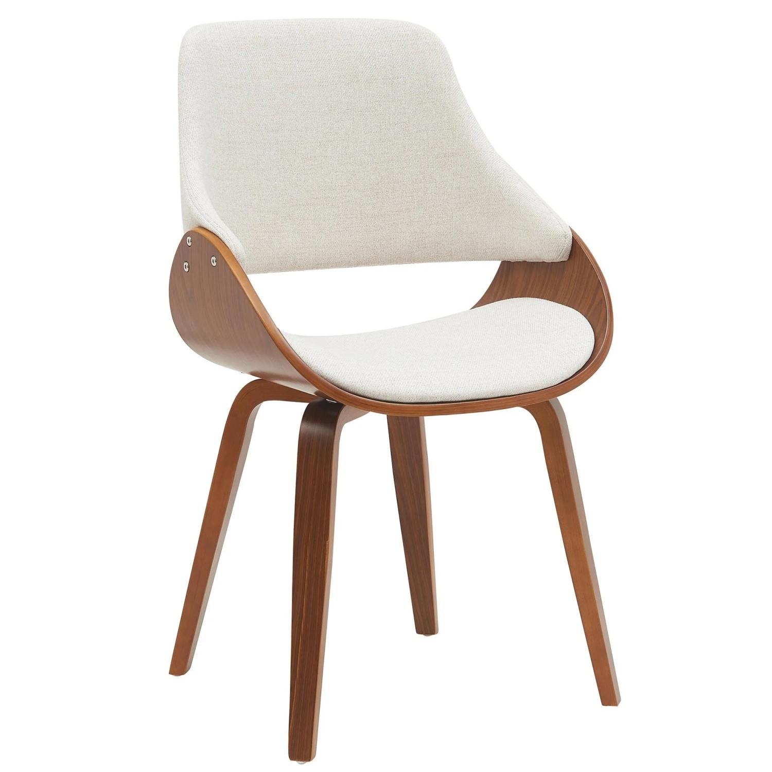 DELUKE Esszimmerstuhl GILIS Stoff Walnuss/creme 52x54x86cm Essstühle Esszimmerstühle Küchenstühle Wohnzimmerstühle