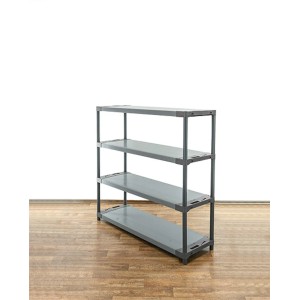 Graues PROREGAL Kunststoffregal Grey Bear Low mit 4 Böden (138x140x46cm), Fachlast 70kg.