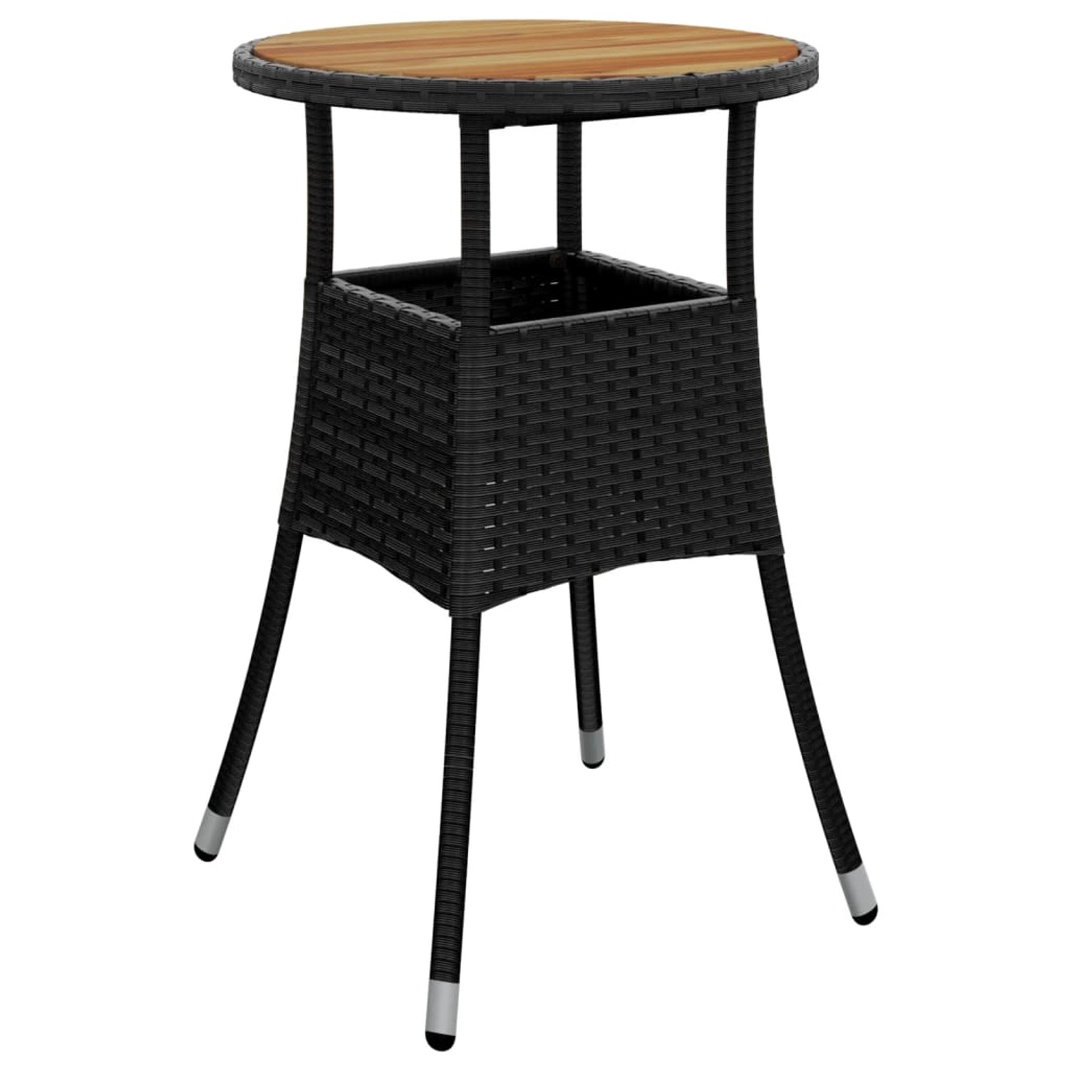 vidaXL Gartentisch Ø60x75 cm Akazienholz und Poly Rattan Schwarz 310602