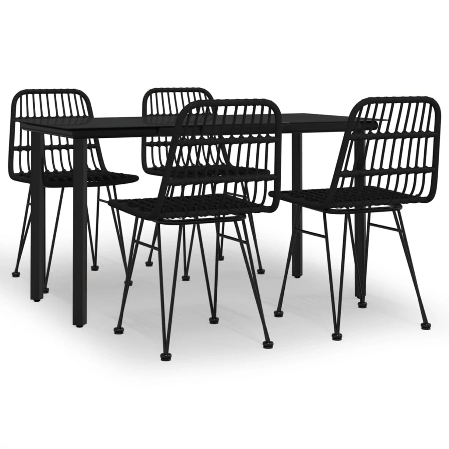vidaXL 5-Tlg Garten-Essgruppe Schwarz Poly Rattan 3157896