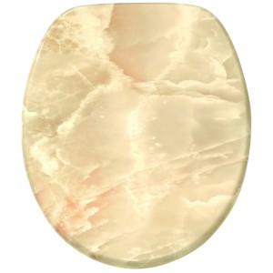 Sanilo WC-Sitz Marmor Natur aus Holz, stabiler Toilettendeckel mit Marmor-Optik.