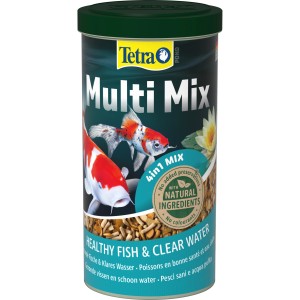 Tetra Pond Multi Mix Fischfutter 1 l für Teichfische: Flocken, Sticks & Gammarus-Krebse.