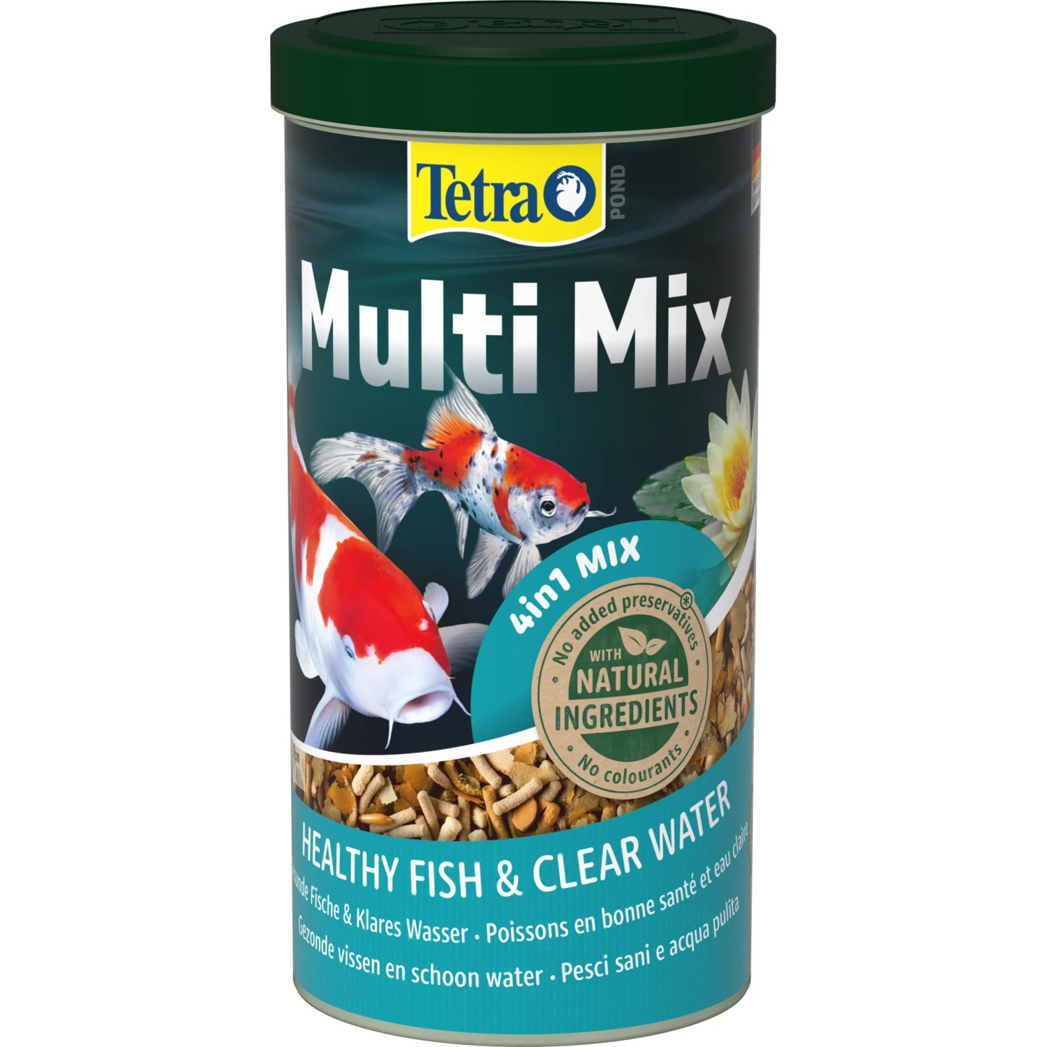 Tetra Pond Multi Mix Fischfutter 1 l für Teichfische: Flocken, Sticks & Gammarus-Krebse.