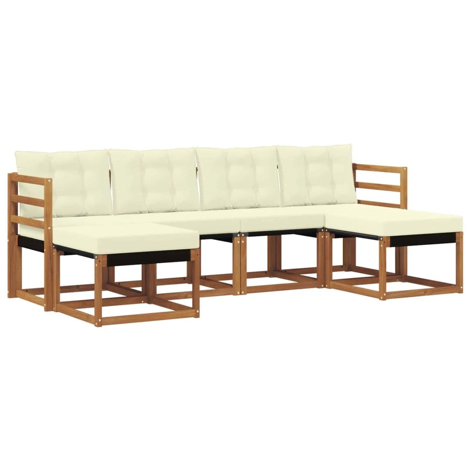 vidaXL Outdoor-Sofagarnitur mit Kissen 6-Tlg Natur und Creme 3368917