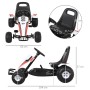 Weißes HOMCOM Go Kart Kinderfahrzeug mit Pedalantrieb, Bremsen, Renn-Design und verstellbarem Sitz.