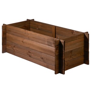 Dunkelbraunes Dobar Steck-Hochbeet aus Massivholz, 117x58,5x38,5 cm, für Garten und Terrasse.