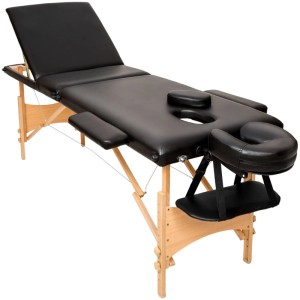 Tectake 3 Zonen Massageliege Set Daniel Breite 60 cm  Polsterung 3 cm Inklusive Lagerungsrollen und Tragetasche  210 x 95 x 84 cm Schwarz