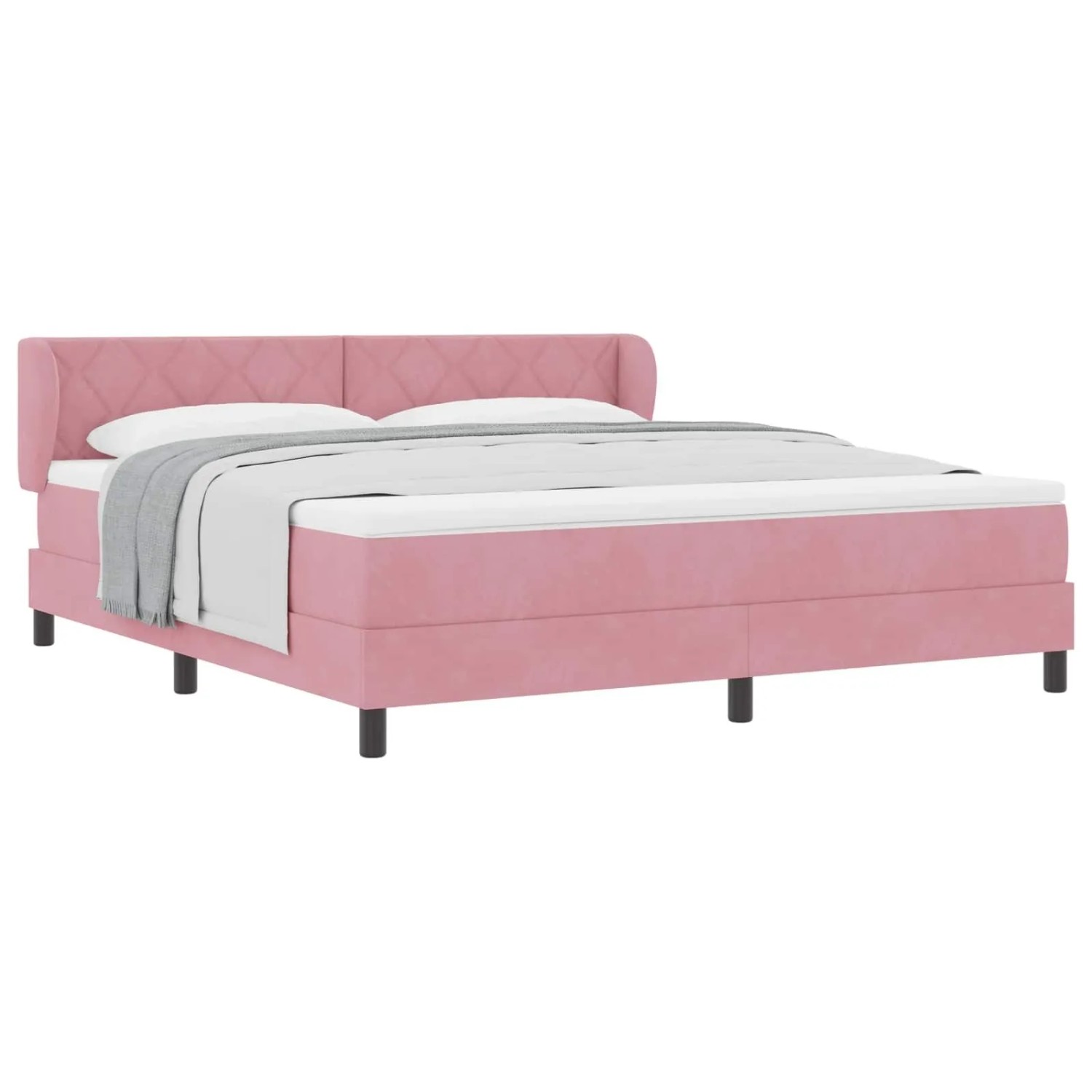 vidaXL Boxspringbett mit Matratze mit Kopfteil Rosa 180 x 200 cm Samt 3340459