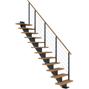 Dolle Mittelholmtreppe Hamburg, Eiche, Anthrazit, mit Geländer. Innentreppe mit 12 Stufen.