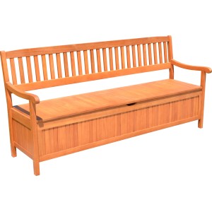 Holz Gartenbank Houston 4-Sitzer mit Stauraum, Eukalyptusholz FSC-zertifiziert.