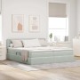 vidaXL Bett mit LED-Lichtleisten Hellgrau 200 x 200 cm Samt 3371639_2