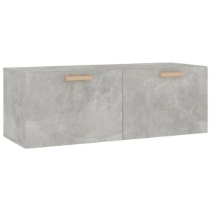 vidaXL Wandschrank, Betongrau, 100x36,5x35 cm, Büroschrank mit zwei Türen und Holzgriffen.