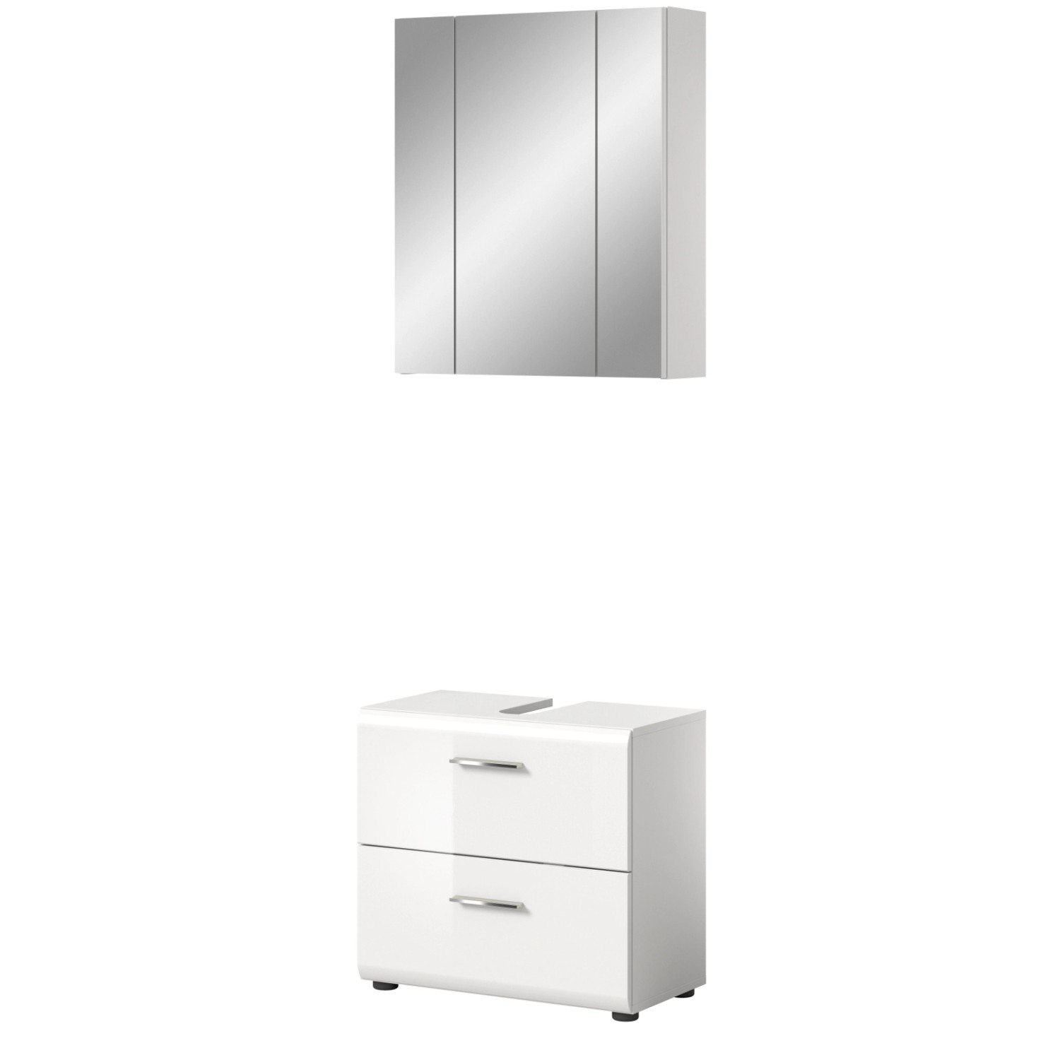 Inn.Furn Badmöbel-Set 2-teilig in Weiß Hochglanz mit Spiegel Cover günstig online kaufen