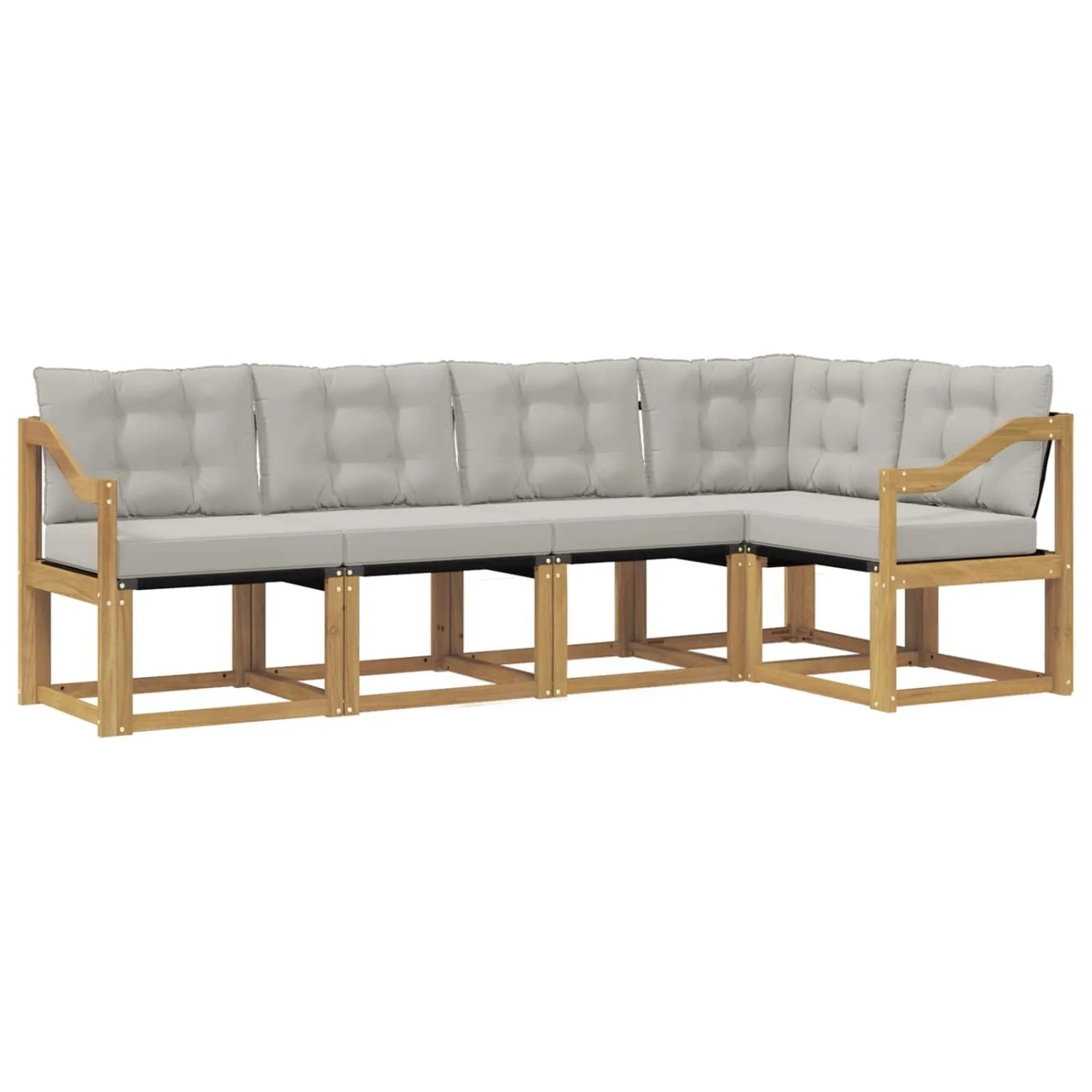 vidaXL Outdoor-Sofagarnitur mit Kissen 5-Tlg Weiß und Hellgrau 3389485