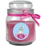 Duftkerze Lavendel im Glas mit Hasenmotiv und rosa Schleife. Dekorative Kerze für entspannte Atmosphäre.