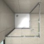 AICA Duschkabine 80x80 mit Schiebetür, Eckeinstieg und Sicherheitsglas, Draufsicht.