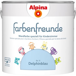 Dose Alpina Farbenfreunde Delphinblau, seidenmatte Kinderzimmer Wandfarbe.